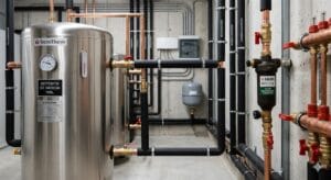 Depósito de inercia y filtro desfangador para protección de aerotermia con radiadores antiguos.