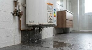 Termo eléctrico pierde agua por abajo en el lavadero