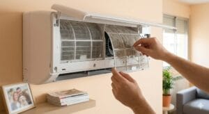 Revisión inicial cuando el aire acondicionado gotea agua por dentro y se inspeccionan los filtros