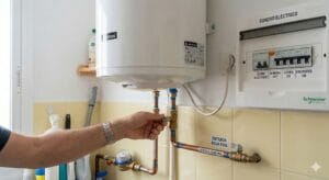 Corte de corriente y cierre de agua antes de revisar un termo eléctrico