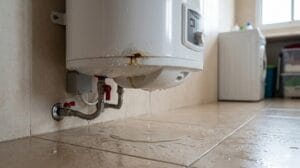 Pequeña fuga detectada bajo un termo eléctrico