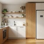 Unidad compacta instalada en la cocina, demostrando que es posible tener aerotermia en un piso.