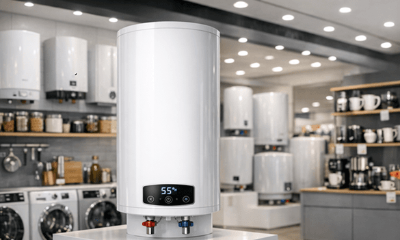 Termo eléctrico doméstico instalado correctamente en vivienda.