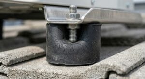 Instalación de silent blocks antivibratorios para cumplir con la normativa de ruido exterior de la aerotermia en comunidades de vecinos.