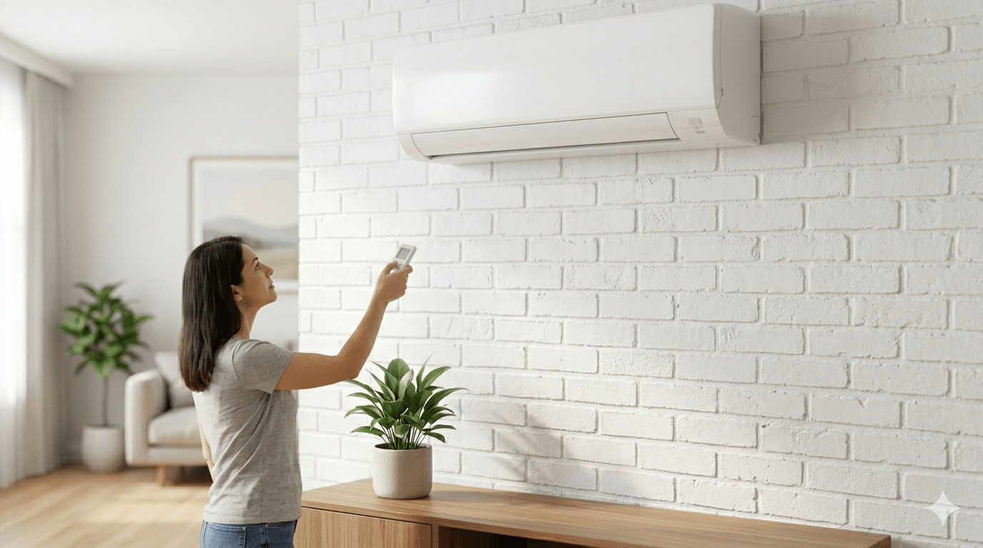 Usuario mirando un split de pared que se apaga solo en pleno funcionamiento