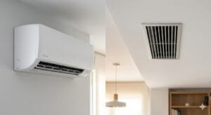 Unidad exterior de multisplit conectada a varias unidades interiores en distintas habitaciones