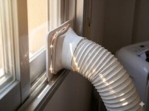 Aire acondicionado portátil no enfría por tubo mal colocado en la ventana