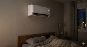 Comparación visual entre modo fan y modo cool en un aire acondicionado