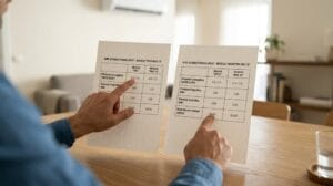 Comparación de dos aires acondicionados split según eficiencia y potencia.
