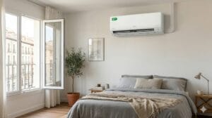 Ubicación del split en dormitorio evitando que el aire dé directamente a la cama