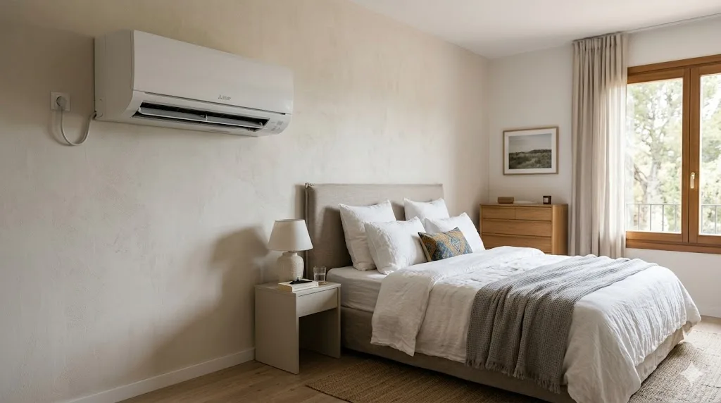 : ubicación del aire acondicionado en dormitorio con opciones recomendadas y no recomendadas