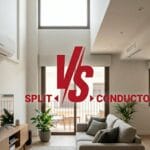 Comparativa visual entre aire acondicionado multisplit y sistema por conductos en una vivienda