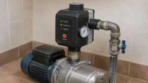 Qué grupo de presión te conviene según el uso que le vayas a dar. 4 Regulador electrónico montado en vertical sobre la bomba, el sistema que arranca por paso de agua y se dispara con cualquier goteo.